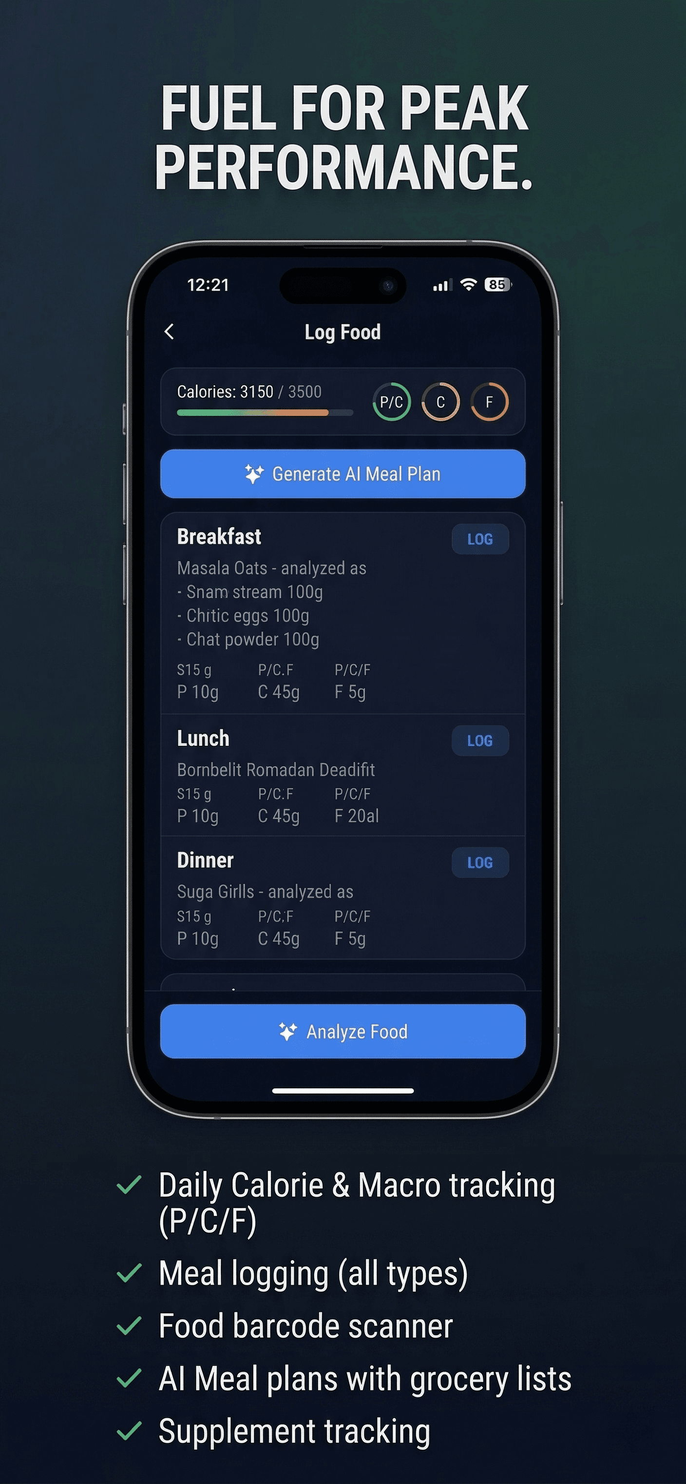 Nutrition tracking — fuel for peak performance