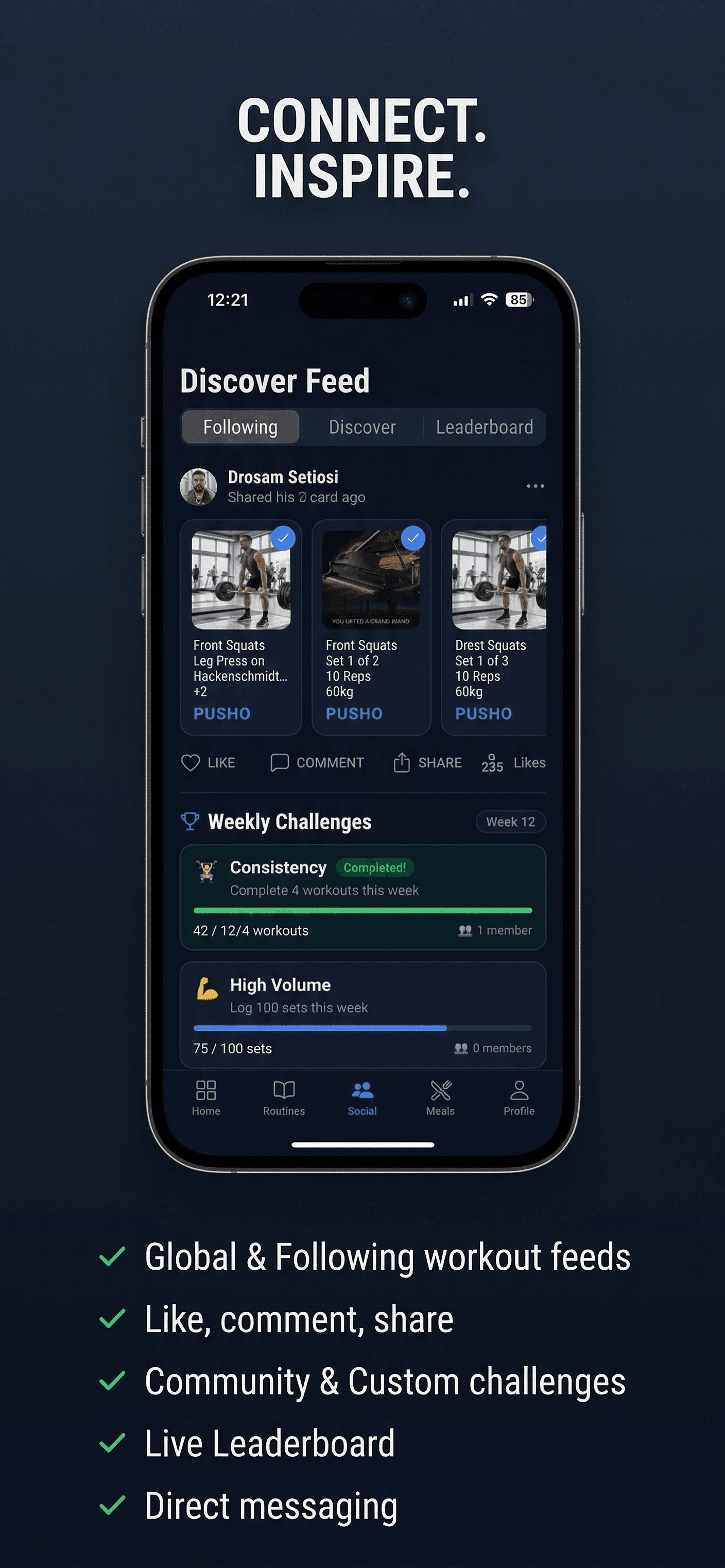 Social feed — connect and inspire